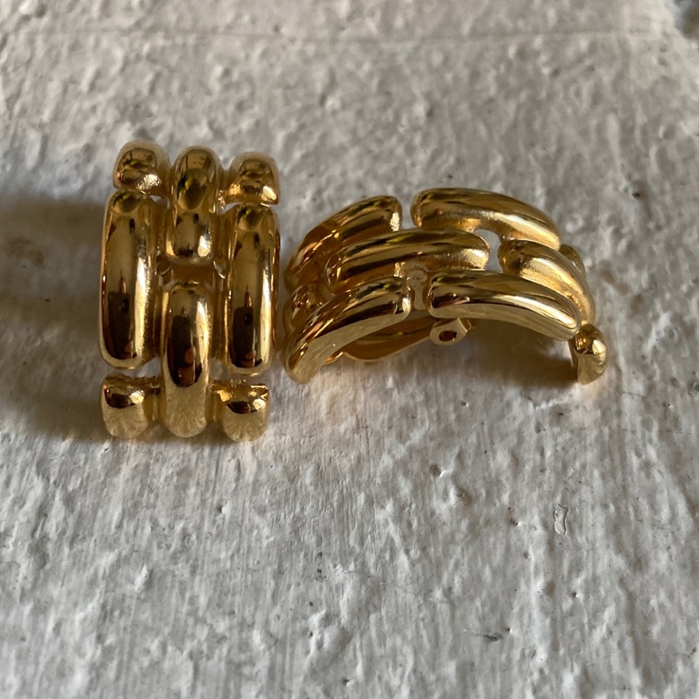Vintage Givenchy Gold Toned Clip on Earrings Stamped